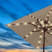 Solar Lichterkette für Sonnenschirm, Ampelschirm Beleuchtung outdoor, 112 LED warmweiß mit 2 Modi, Gartenleuchte für Pavilion