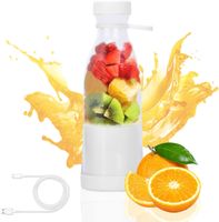 380ml Elektrischer Entsafter Fruchtmischflasche Smoothie Maker mit 6 Klingen, Wiederaufladbarer USB Entsafter für Shakes, Tragbare Fruchtpresse (Weiß)