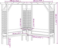 vidaXL Rohová pergola s lavičkou z impregnovaného borovicového dreva