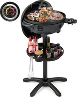 COSTWAY 2in1 Tischgrill & Standgrill, Elektrogrill 1200W mit 2-Zonen Grillplatte, Gewürzablage & Standfuß, 180°C-270°C, Antihaftbeschichtung