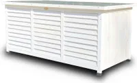 Rijoka Gartenbox aus Holz – Auflagenbox Metall Dach – 380L – 1322x660x605mm – Weiß