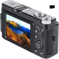 INF Digitalkamera mit 48 MP, HD 1080p, 16-fach Zoom, Flip-Screen, 32-GB-Karte schwarz