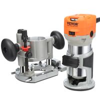 VEVOR Oberfräse Trimmer 800W Kantenfräse 10000-30000U/min Einhandfräse 6 Geschwindigkeiten Multifunktionsfräse Rollenführung Schraubenschlüssel(13*138 mm, 22*165 mm) für unterschiedliche Holzarten