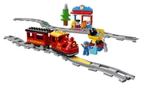 LEGO DUPLO Dampfeisenbahn, Eisenbahn-Spielzeug aus LEGO Steinen mit Tierfigur, Zug-Spielzeug für Jungen und Mädchen, mit Licht & Geräuschen sowie Push-&-Go-Motor, Geschenk für Kinder ab 2 Jahren 10874