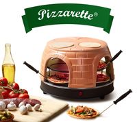 Emerio Pizzaofen, PIZZARETTE das Original, handgemachte Terracotta Tonhaube, für Mini-Pizza, echter Familien-Spaß für bis zu 8 Personen, PO-116124.1