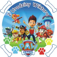 Sweetfanaberia | Tortendekorationsset, Tortenwaffelset - Paw Patrol, Dein Text + 8 Charaktere, bedruckte Oblate