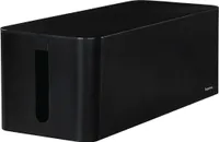 Hama Kabelbox „Maxi“ mit Deckel & Gummifüßen (Organizer zur Vermeidung Kabelsalat, Aufbewahrungsbox zum Verstecken Steckdosenleisten, Adaptern & Kabeln, Schutz von Kindern & Tieren) schwarz