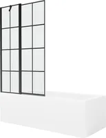 Mexen Cubik rechteckige Badewanne 170 x 70 cm mit Verkleidung und 1-flügliger Duschabtrennung 100 cm, Schwarzes Design - 5503170