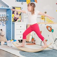 COSTWAY 88,5 x 30 cm Balance Board, Balancierbrett aus Holz, Wackelbrett bis 220kg belastbar, Kurviges Board für Kinder und Erwachsene