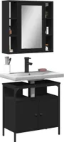 CLORIS 2-tlg. Badmöbel-Set Schwarz Holzwerkstoff 3214715