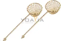 2er Pack Fondue-Sieb, Ø 6cm, L 22cm, goldfarben, Sieblöffel für Feuertopf, Mongolentopf