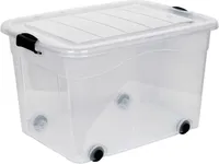 Rollboxen 100 Liter Volumen mit Deckel. In Transparenter Ausführung aus robustem Kunststoff