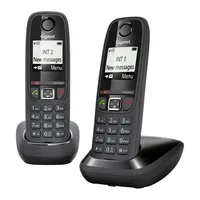 Gigaset AS405 Duo, Analoges Telefon, 100 Eintragungen, Anrufer-Identifikation, Schwarz