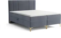 Emoebel24 Boxspringbett mit Topper und 2 Bettkasten, Polsterbett, Doppelbett 200x200 cm Ingolt Dunkelgrau
