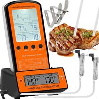 Fleischthermometer Kabellos Digital LCD Grillthermometer mit 2 Edelstahlsonde BBQ Funk Thermometer für Grill Kochen Smoker Ofen 30m Reichweite Retoo