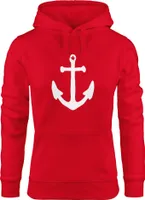 Hoodie Damen Anker Sweatshirt Kapuze Kapuzenpullover Moonworks® rot XL