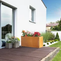 Pflanzkübel 'Vaargel' Pflanztopf 40 x 80 x 30 cm Blumentopf rechteckig Stahl Edelrost
