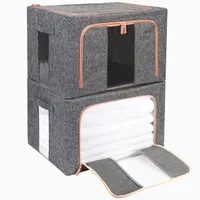Belle Vous 2er Pack Faltbarer Kleiderschrank Organizer mit Stahlrahmen - Stoffboxen Aufbewahrung mit Sichtfenstern & Verstärkten Griffen - Großes
