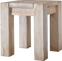MASSIVMOEBEL24 Hocker Akazie 40x40x45 white stone getüncht NATURE WHITE #10