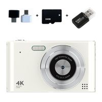 AIORBER 64G CCD Digitalkamera, halten Sie den Moment jederzeit, 16X Zoom, 2,4-Zoll-Display, High-Definition-Bildqualität, für Kinder, weiß