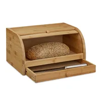 relaxdays Rolling Bread Bin se zásuvkou Bamboo