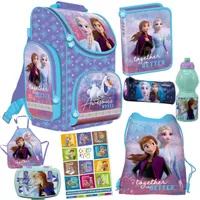 Set 8er Schulranzen Ranzen Tornister Federmappe Turnbeutel Brotdose Trinkflasche Schürze Stiftetasche Aufgabenheft für die Grundschule Frozen Eiskönigin Motiv