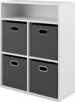 Vicco Bücherregal , 72 x 90.2 cm mit 4 Faltboxen, Weiß/Anthrazit
