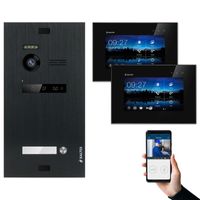 BALTER EVO Video Türsprechanlage Schwarz Set 2-Draht BUS 2x 7" LCD-WiFi-Monitor für 1 Familienhaus