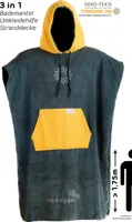 musegear Surf Poncho Erwachsene - Mobile Umkleide - one Size - orange/anthrazit – Umkleidehilfe und kuscheliger Bademantel - Modisch und nützlich