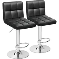 Barhocker 2er Set Höhenverstellbar Kunstleder mit Lehne Barstuhl Bar Hocker Stool BarChair Barsessel Küchenstühle mit Rückenlehne Fußstütze Metallrahmen