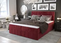 Boxspringová posteľ s úložným priestorom MADLEN - 200x200, červená