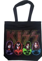 Kiss - Tote bag, tváre, bavlna RO8068 (jedna veľkosť) (čierna)