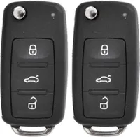 Auto Schlüssel Funk Fernbedienung 2X Gehäuse 3 Tasten + 2X Rohling HAA kompatibel mit VW/SEAT/Skoda (ab 11/2009)