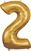 Balon foliowy cyfra 2 złota 57x86cm