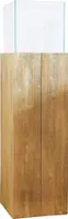 VIVANNO Windlicht Holz CANDELA Rechteckig, Braun Maserung - 27x27x100 cm