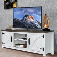Parrot Uncle TV-Schrank für Fernseher bis 65 Zoll, MDF, Weiß , mit 2 offenen Fächern und 2 Tür, 147 x 41 x 62 cm, 54 kg Tragkraft