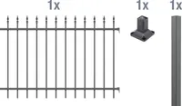 Alberts Zierzaun - Anbauset Chaussee, Höhe 120 cm, Länge 2 m, anthrazit, zum Aufschrauben