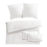 Pure Label Musselin Bettwäsche 200x220 bestehend aus einem Bettbezug 200x220 cm + Kissenbezug 80x80 2er Set + 40x80 Kissenbezug 2er Set in weiß