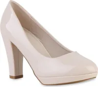 VAN HILL Damen Klassische Ballerinas Elegante Stiletto Schuhe 841382, Farbe: Beige, Größe: 36