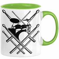 Drummer Schlagzeug-Spieler Geschenk Tasse Geschenkidee Kaffee-Becher Schlagzeuger Schlagzeug Stick (Grün)