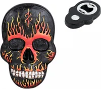 Totenkopf mit Flammen als Flaschenöffner für Halloween