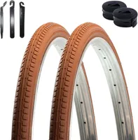 2 x Kenda K-142 Fahrradreifen Fahrradmantel Braun 40-635 (28 x 1 1/2) + 2 x Schläuche AV inkl. Reifenheber