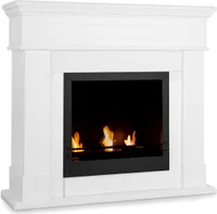 Klarstein Phantasma Manor - Ethanol-Kamin, Standkamin, 3,4 kW Heizleistung, Sicherheitsbrenner mit Keramikisolierung, 2,5 h Brenndauer, bis 30 m², Löschhilfe, geruchsneutral, Sicherheitsglas, weiß