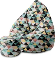 Dreamroots BeanBag 80x80x120cm Pufa z Podnózkiem Miękki Trwały Gładki Przyjemny Materiał Beanbag dla dorosłych z wypełnieniem Exotic Triangle Jungle