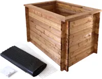 Massives Hochbeet aus Holz, 145 cm lang, Frühbeet als Set mit Noppenfolie und Nagerschutzgitter