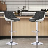 Barhocker 2er-Set Barhocker aus Kunstleder mit Rückenlehne Moderne Drehbare Thekenhocker Verstellbare Hochstühle für Kücheninseln,Schwarz+weiß