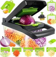 Gemüseschneider, Gemüse Schneider, Zerkleinerer, Zwiebelschneider, Würfelschneider, 16 in 1 Vegetable Chopper, mit 7 Austauschbare Klingen
