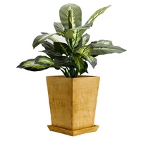 Blumentopf Blumenübertopf Untersetzer Quadrat Maße (LxBxH): 17x17x24 cm Hellbraun Modern Innenräume Glamour Trapez