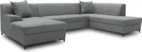 DOMO Collection Wohnlandschaft BALME Ecksofa, Couch in U-Form mit Schlaffunktion, Longchair rechts, 195 x 297 x 152 cm, Polstergarnitur, Wellenunterfederung, Sofalandschaft in dunkelgrau