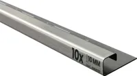 10x Quadrat Edelstahlschiene Fliesenschiene Fliesenprofil L250cm 10mm gebürstet